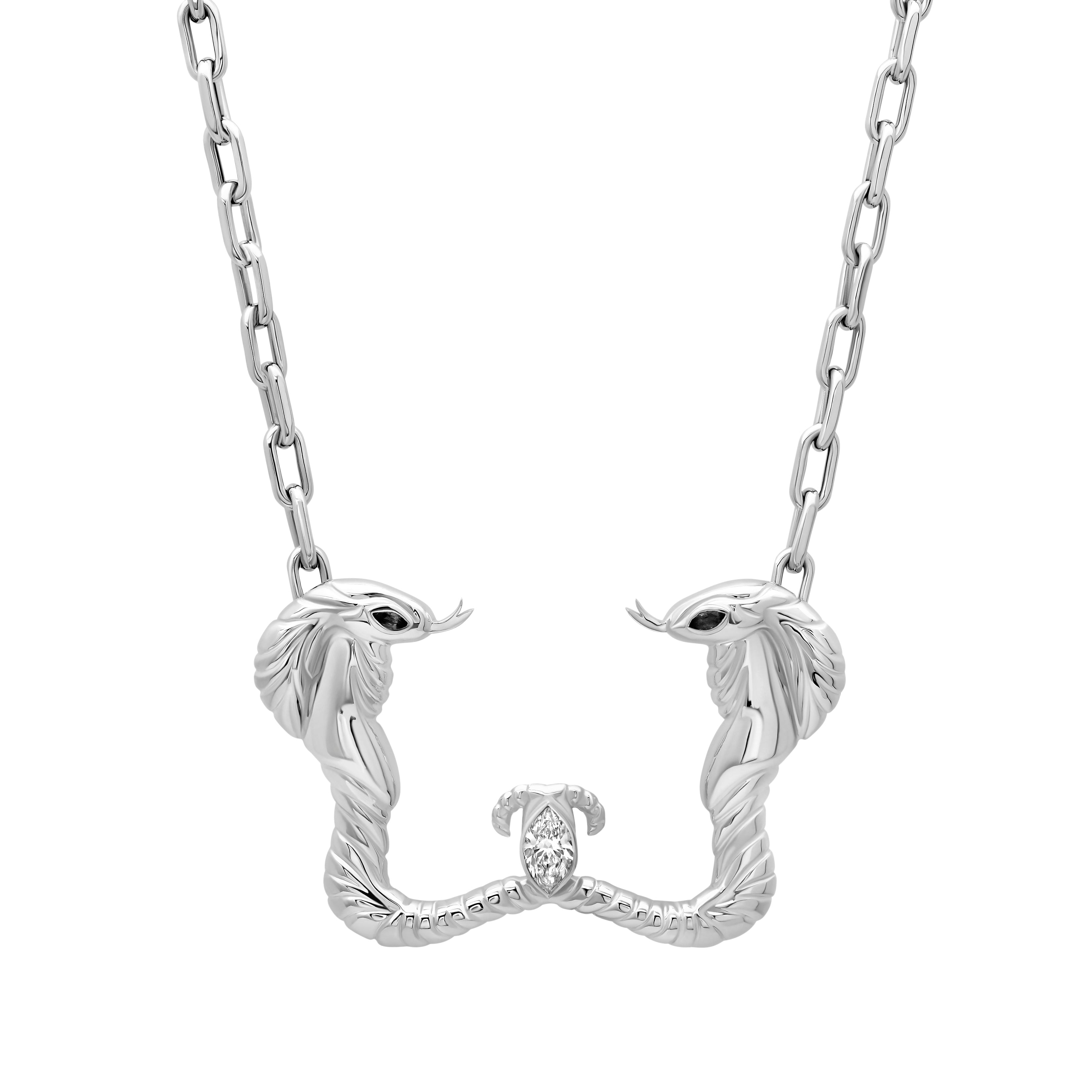 Nefertiti Double Cobra Necklace Silver