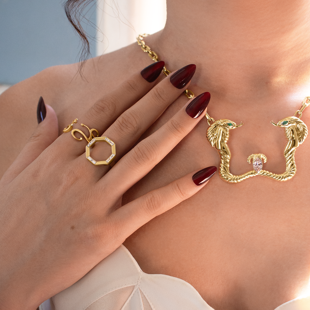 Nefertiti Double Cobra Necklace