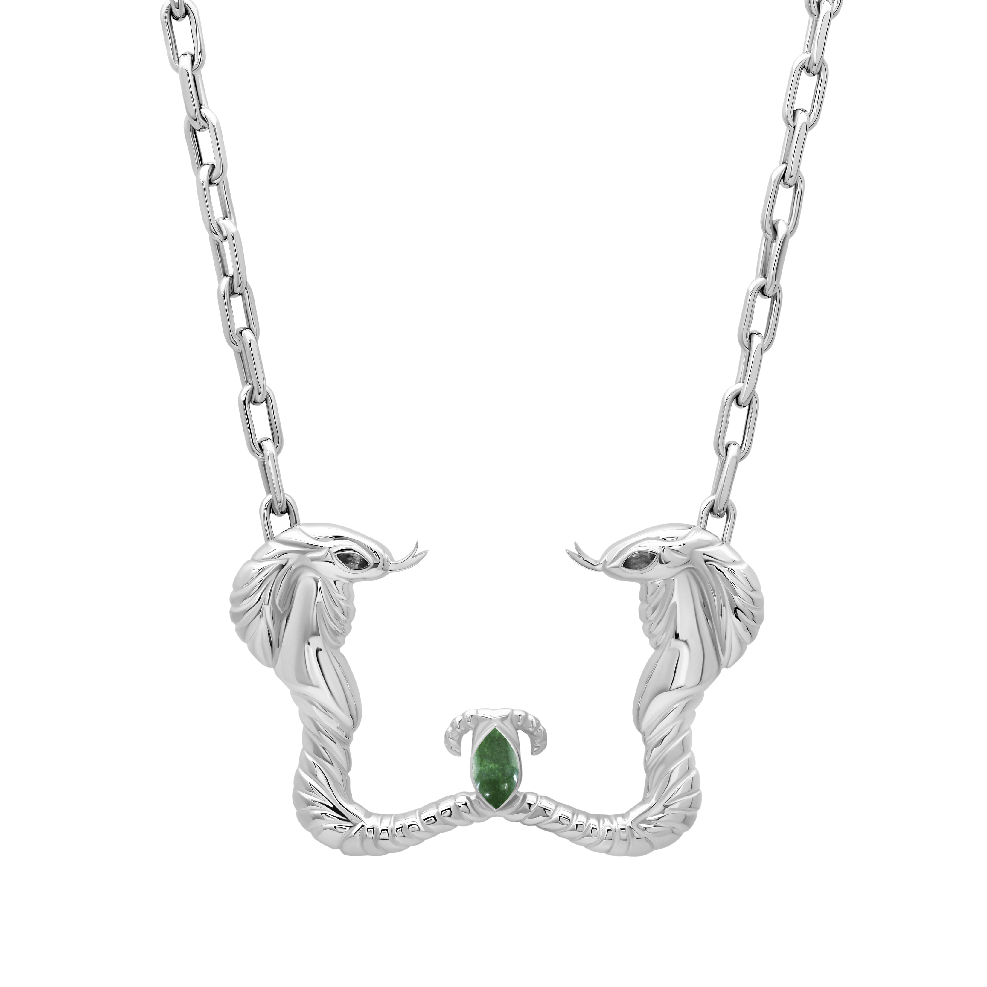 Nefertiti Double Cobra Necklace Silver