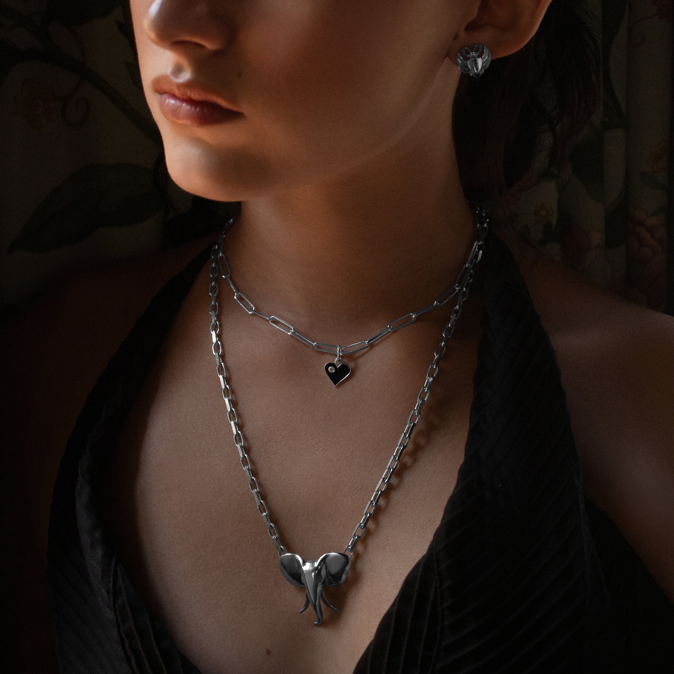 Djuna Elephant Necklace Silver