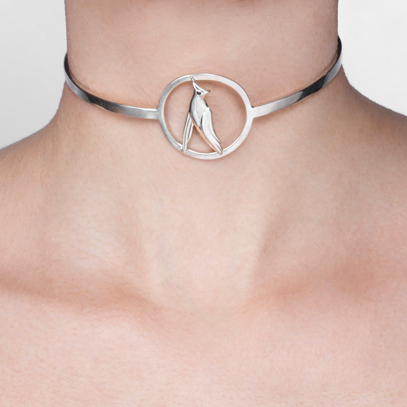 Eos Diamond Sparrow Choker Necklace Silver
