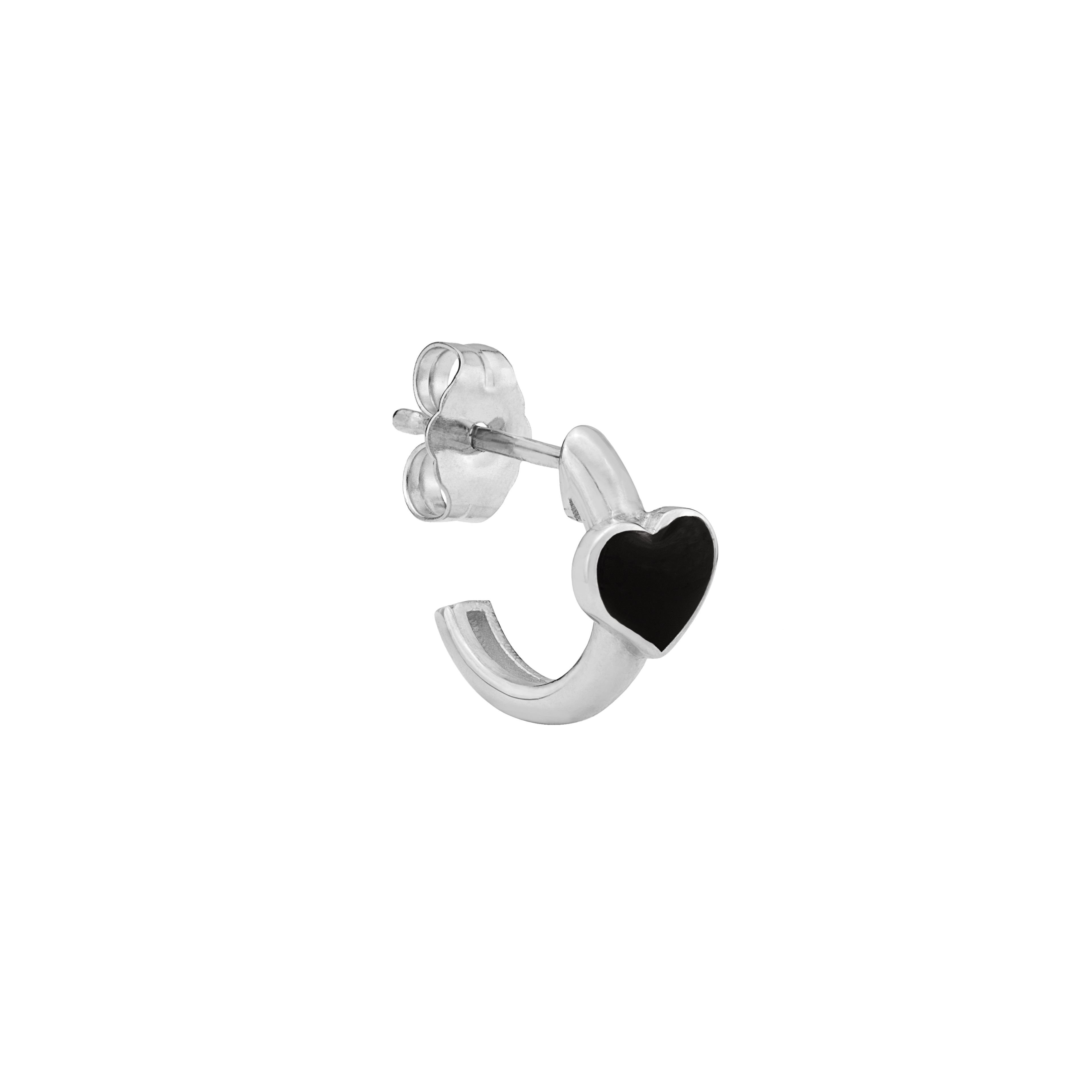 Eros Enamel Heart Huggies Silver