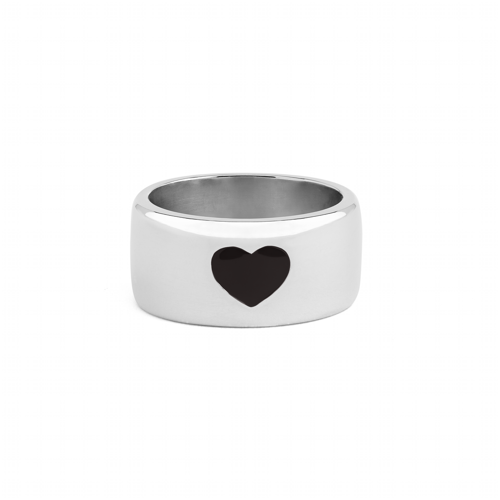 Eros Enamel Heart Band Silver