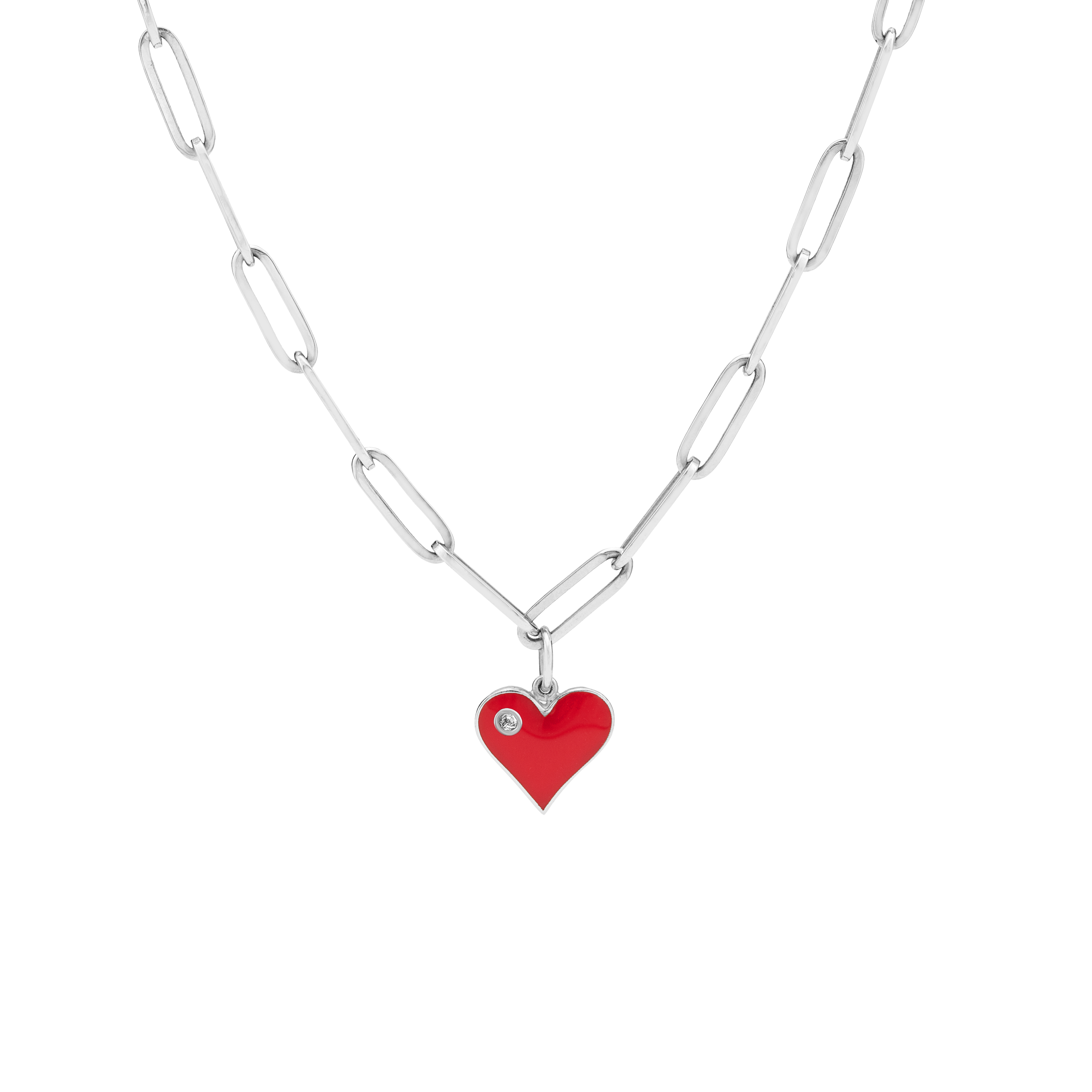 Eros Enamel & Diamond Heart Necklace
