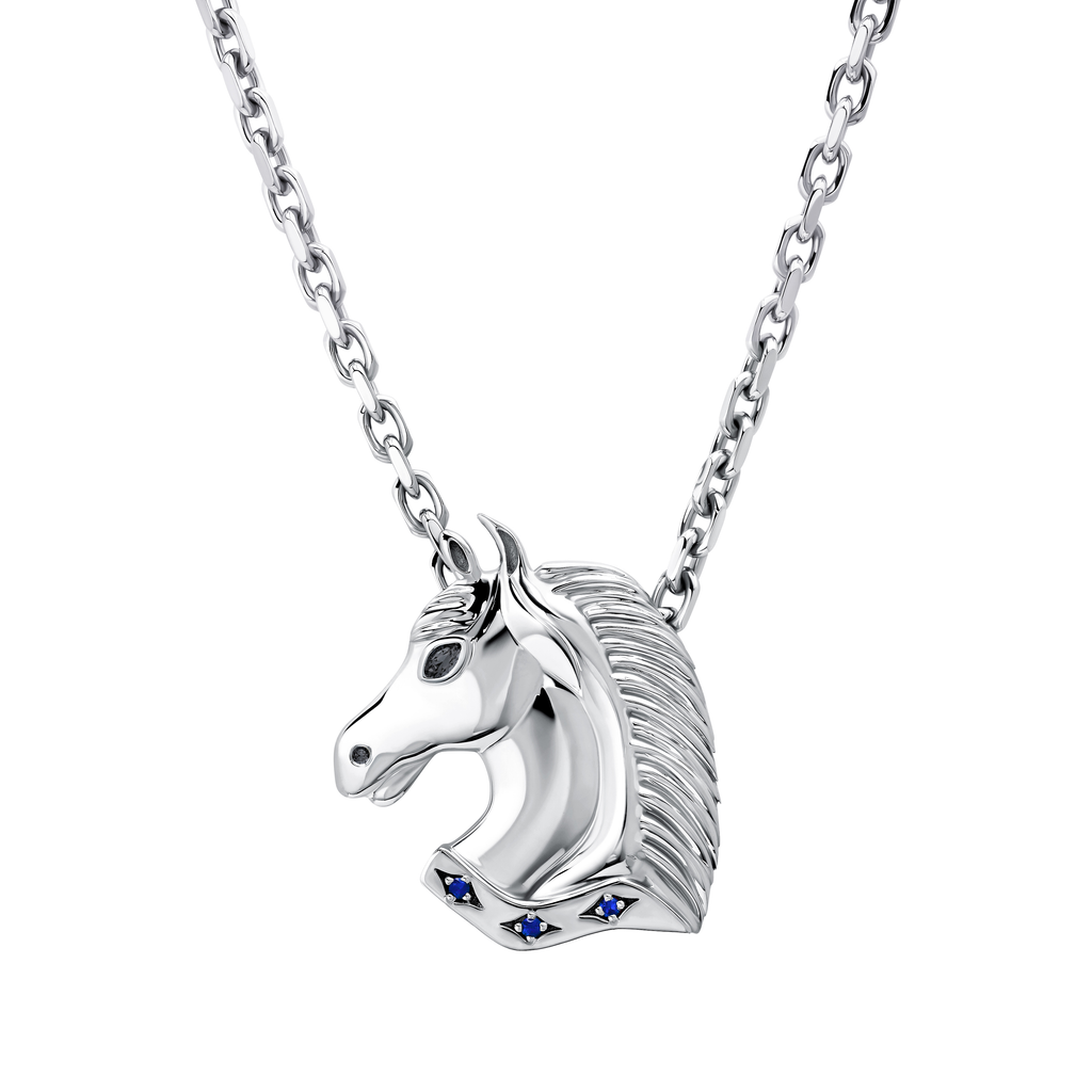 Arion Diamond Horse Necklace Silver
