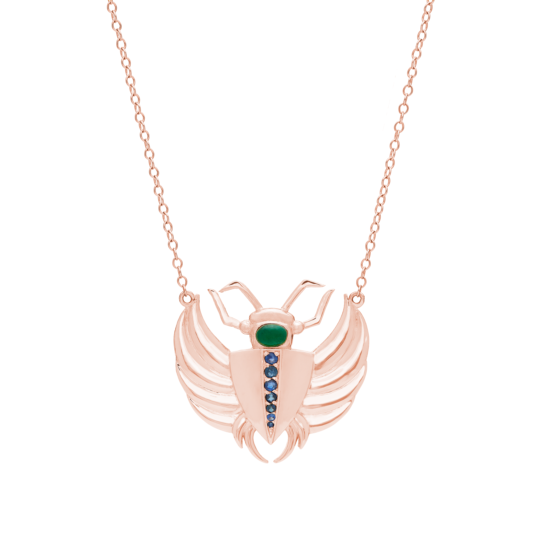 Isis Emerald & Sapphire Scarab Necklace