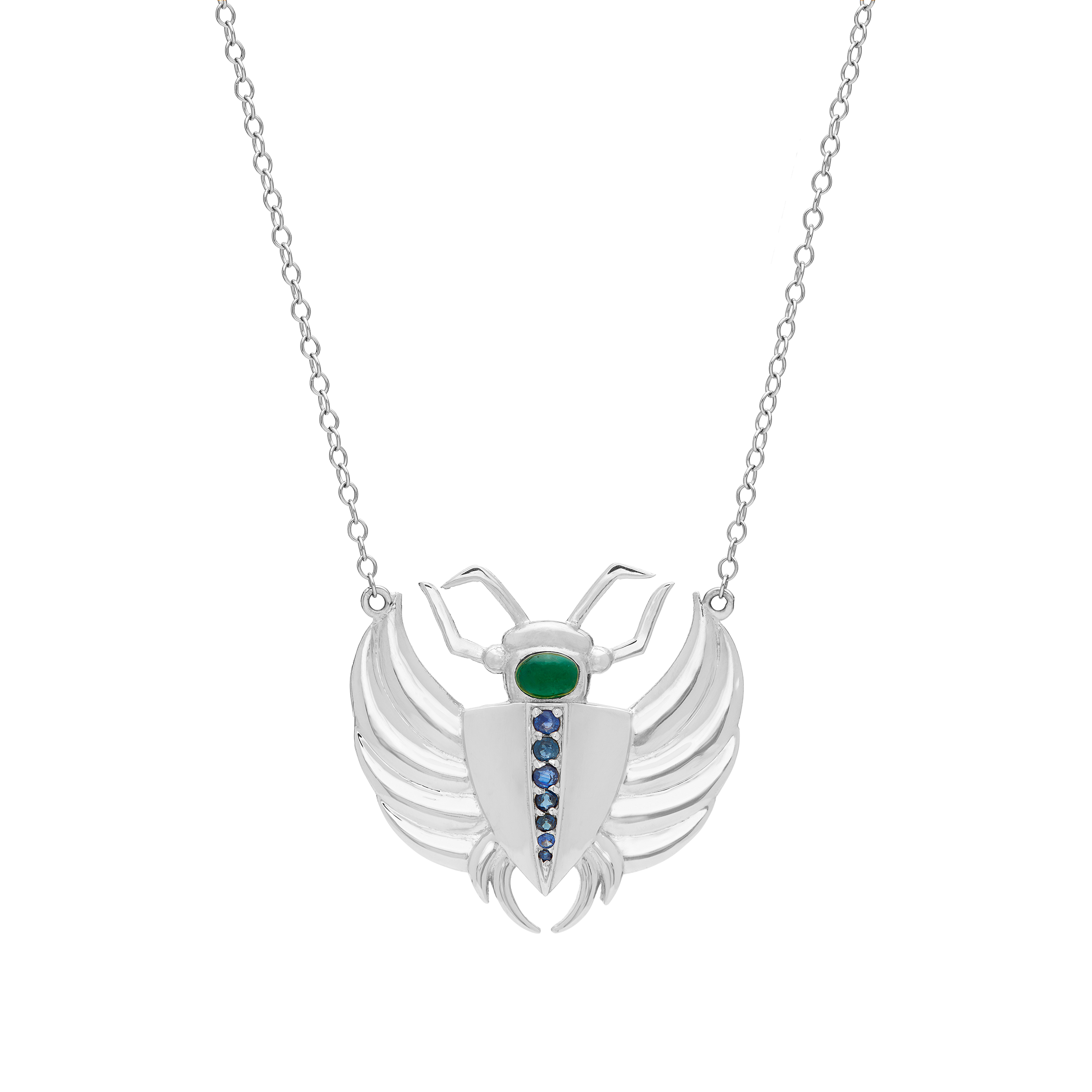 Isis Emerald & Sapphire Scarab Necklace