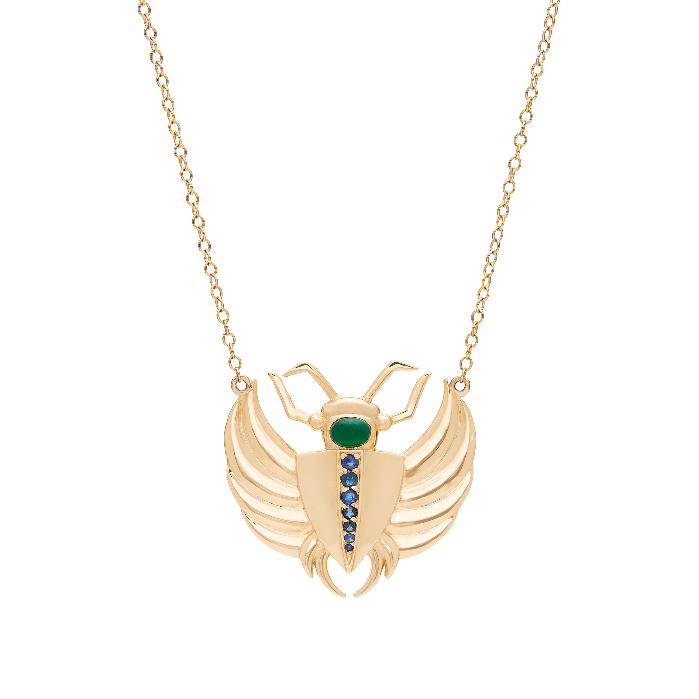 Isis Emerald & Sapphire Scarab Necklace