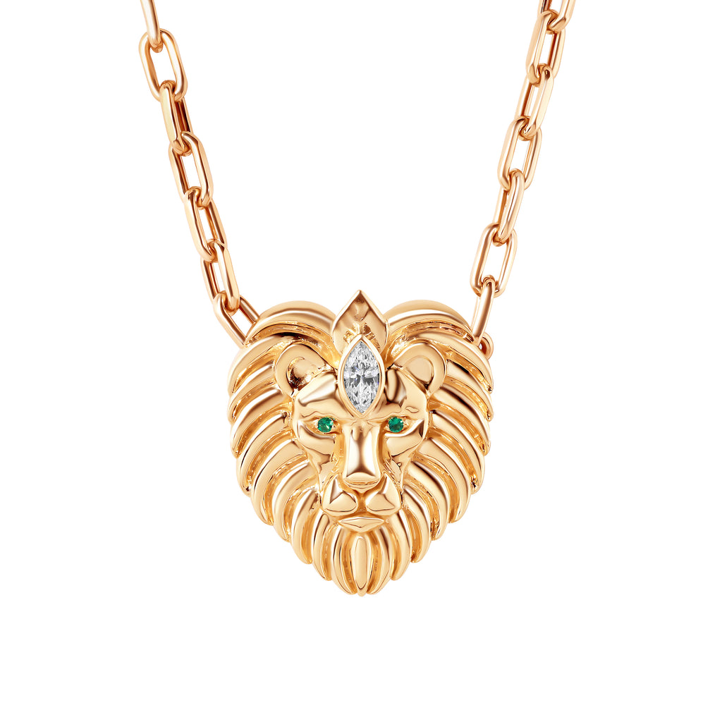 Helios Diamond Lion Necklace