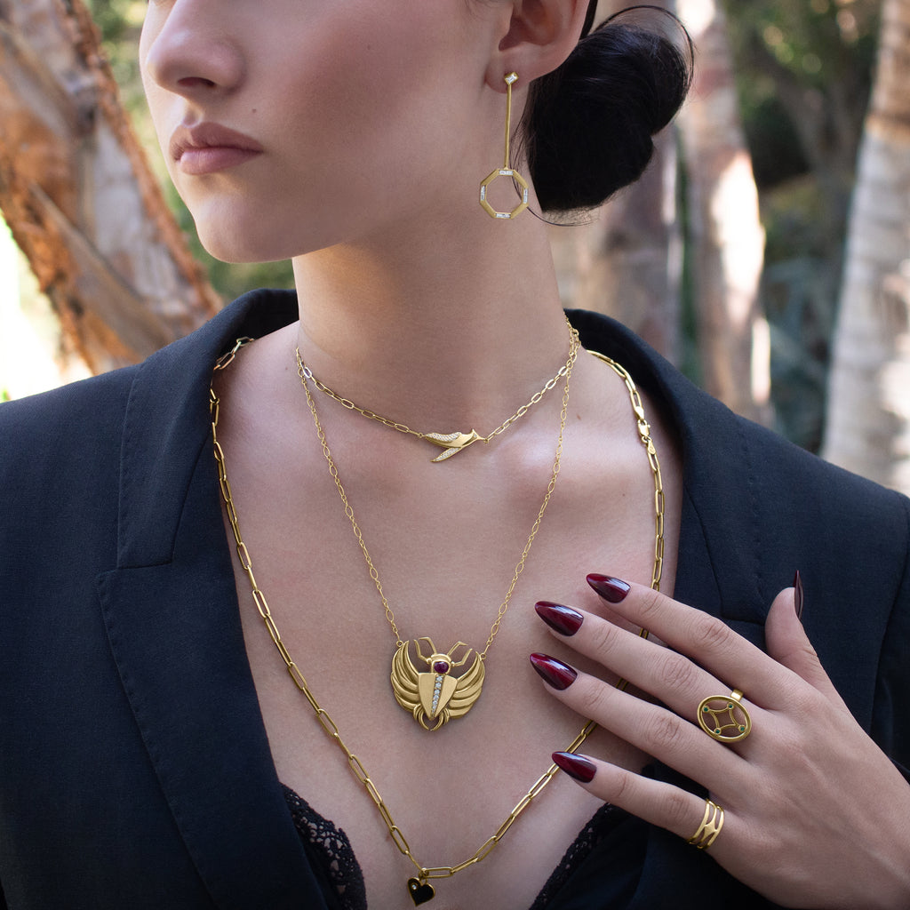 Isis Emerald & Sapphire Scarab Necklace