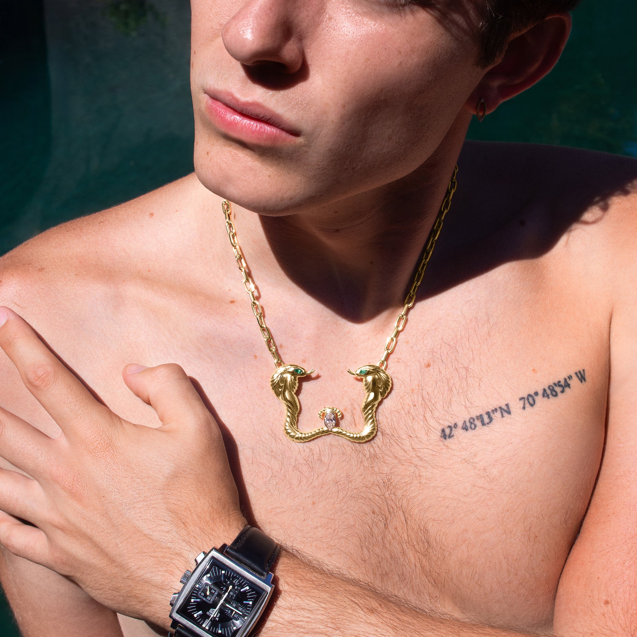 Nefertiti Double Cobra Necklace