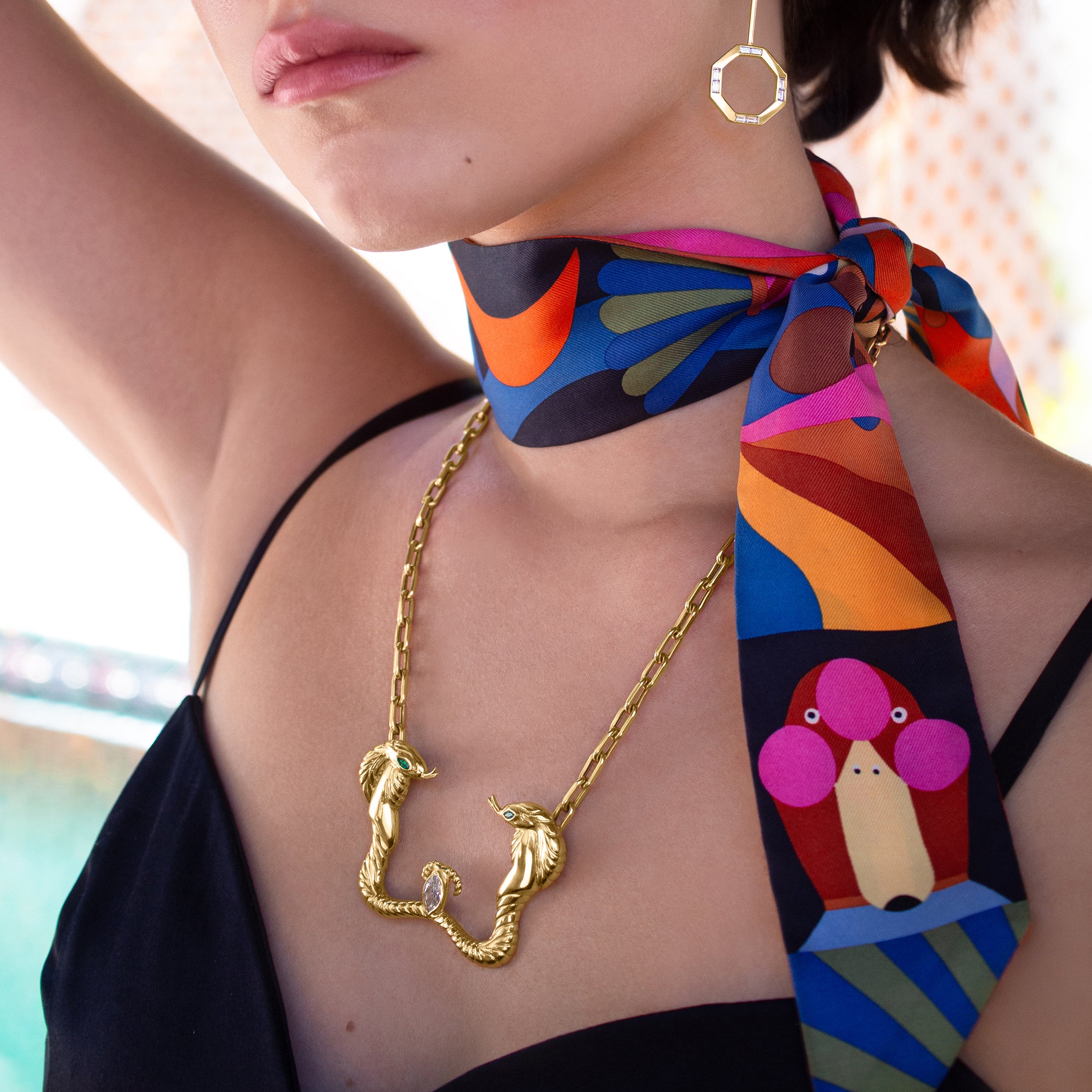 Nefertiti Double Cobra Necklace