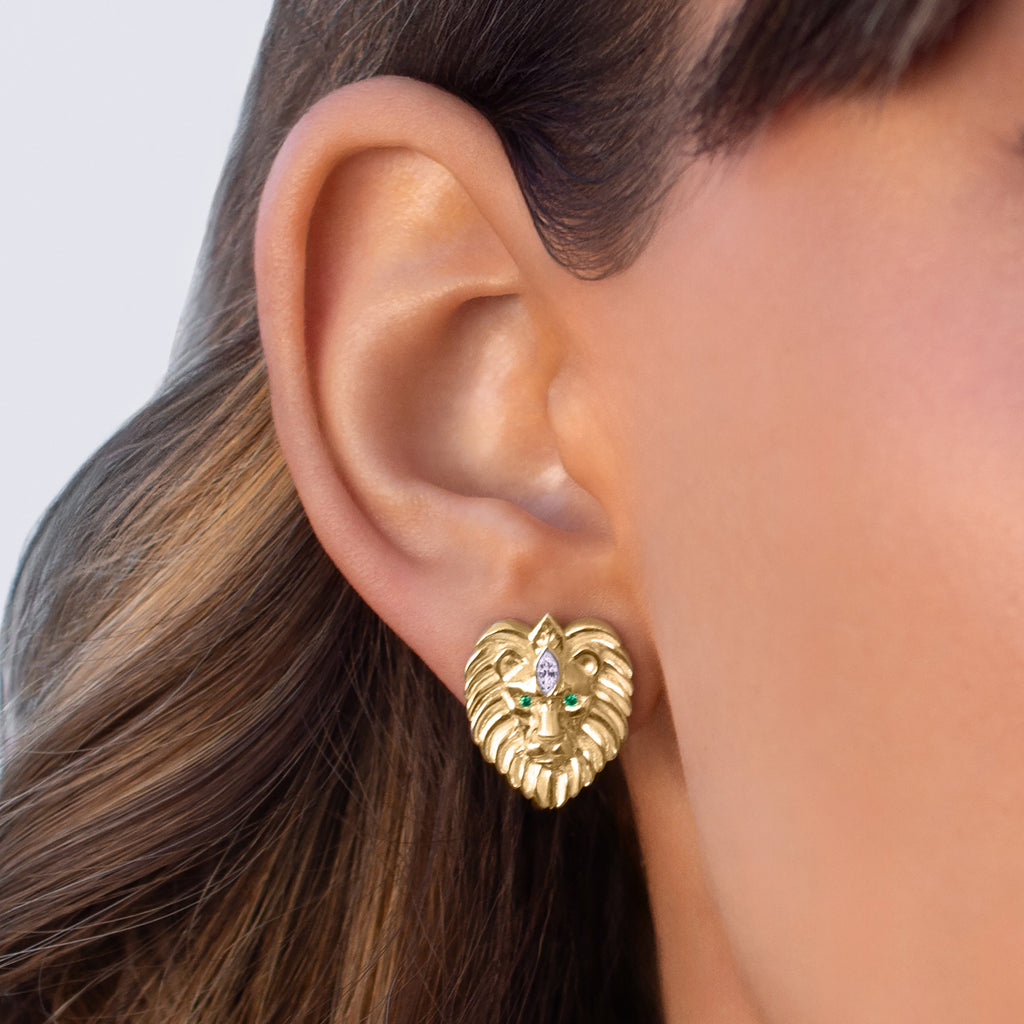 Helios Diamond Lion Earring