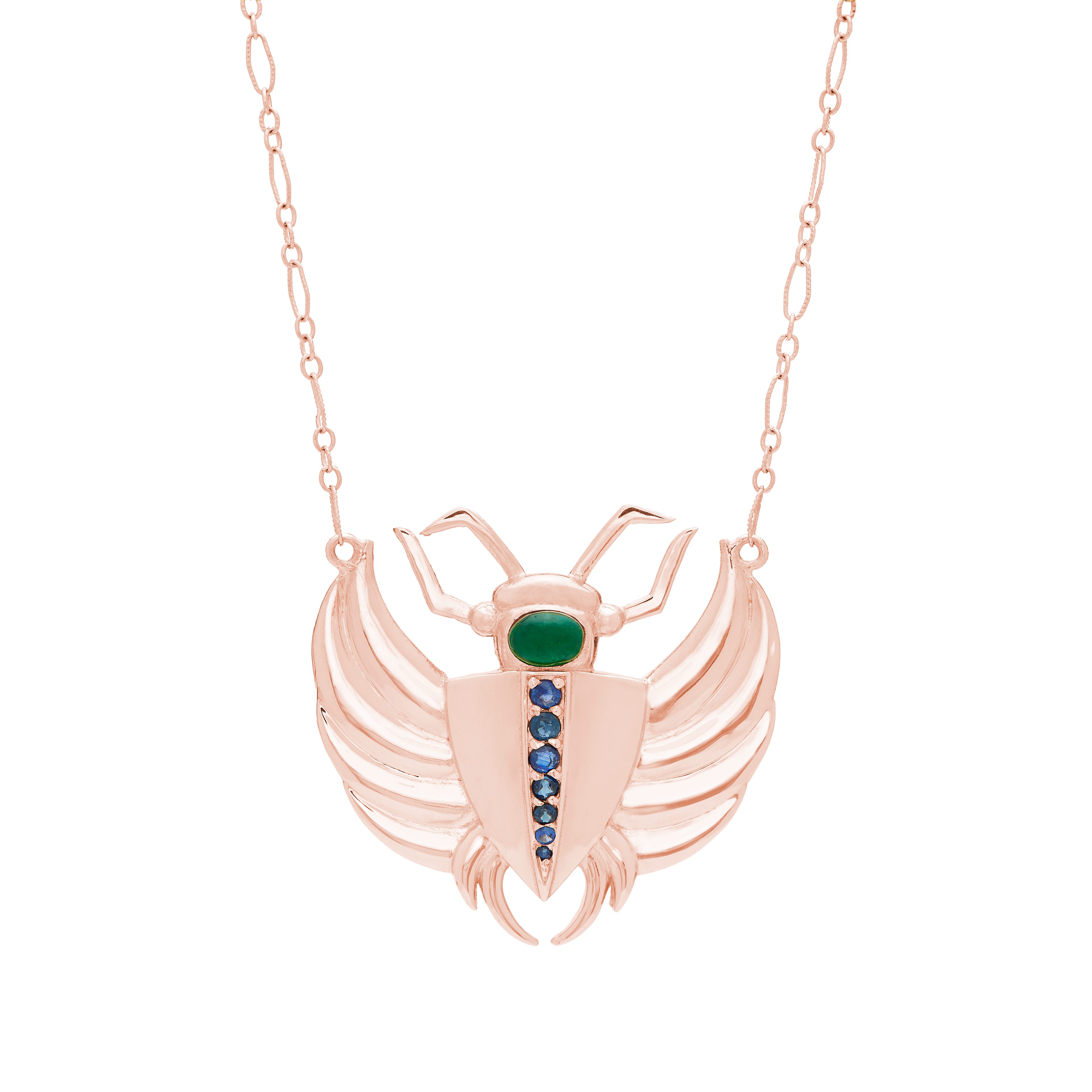 Isis Emerald & Sapphire Scarab Necklace