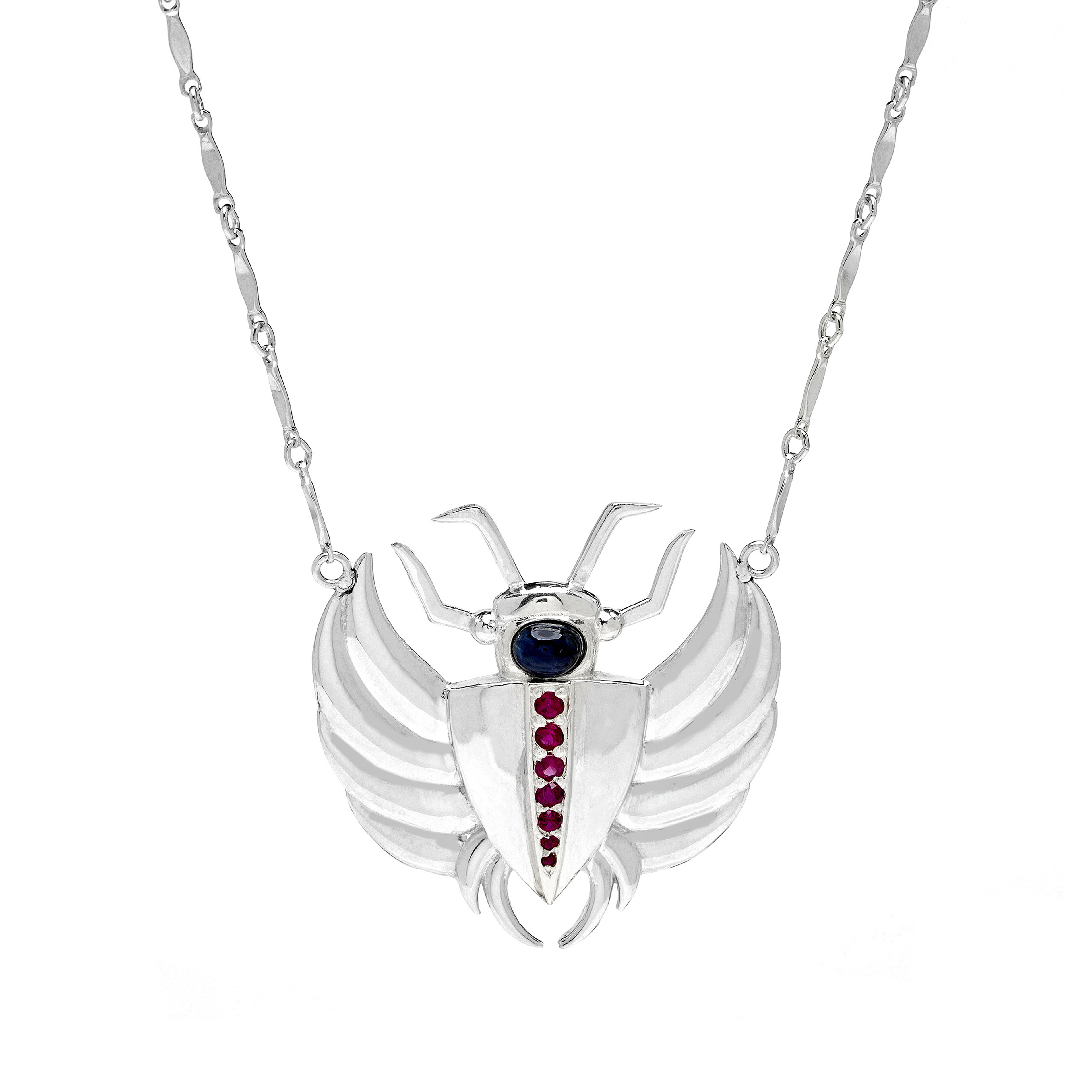 Isis Sapphire & Ruby Scarab Necklace