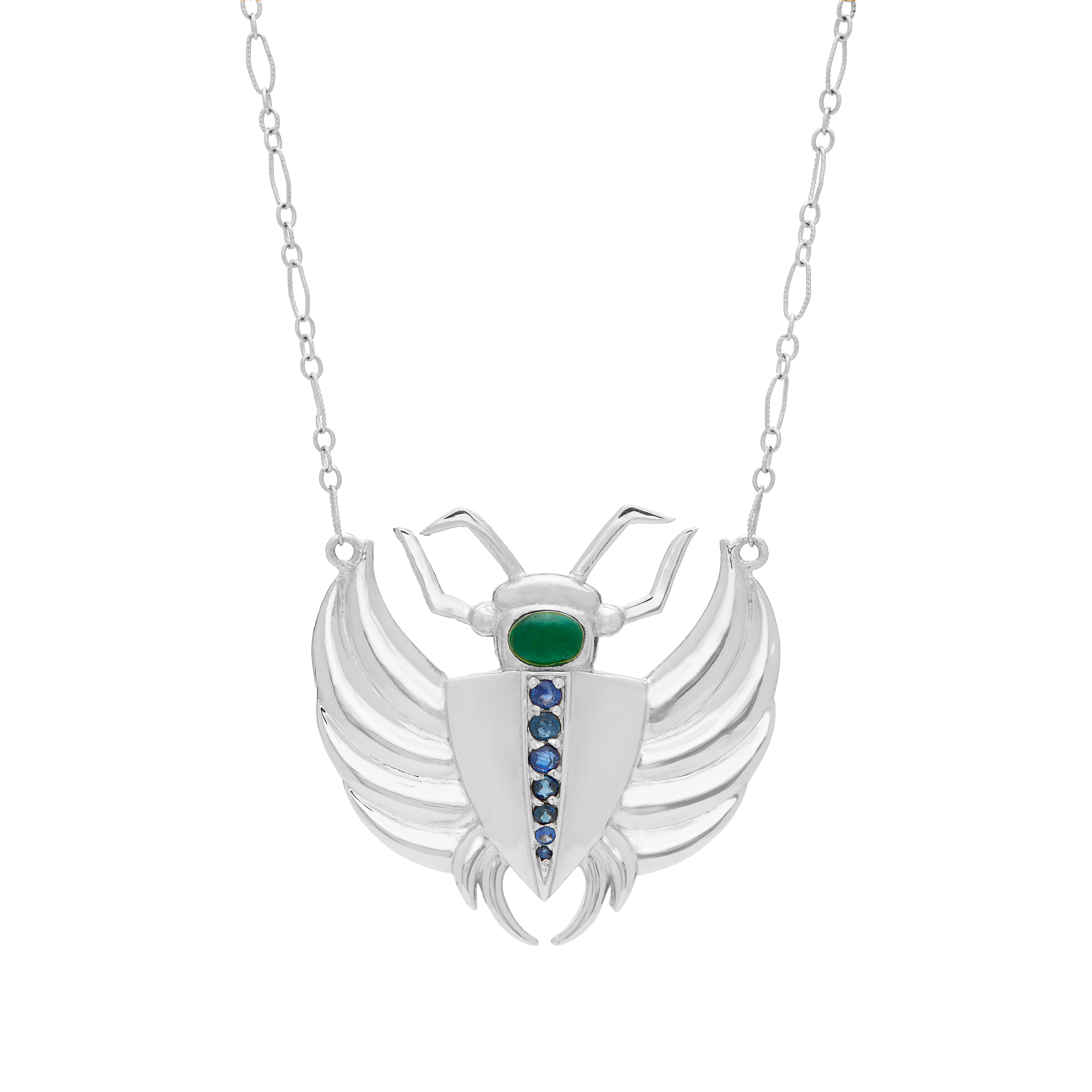 Isis Emerald & Sapphire Scarab Necklace