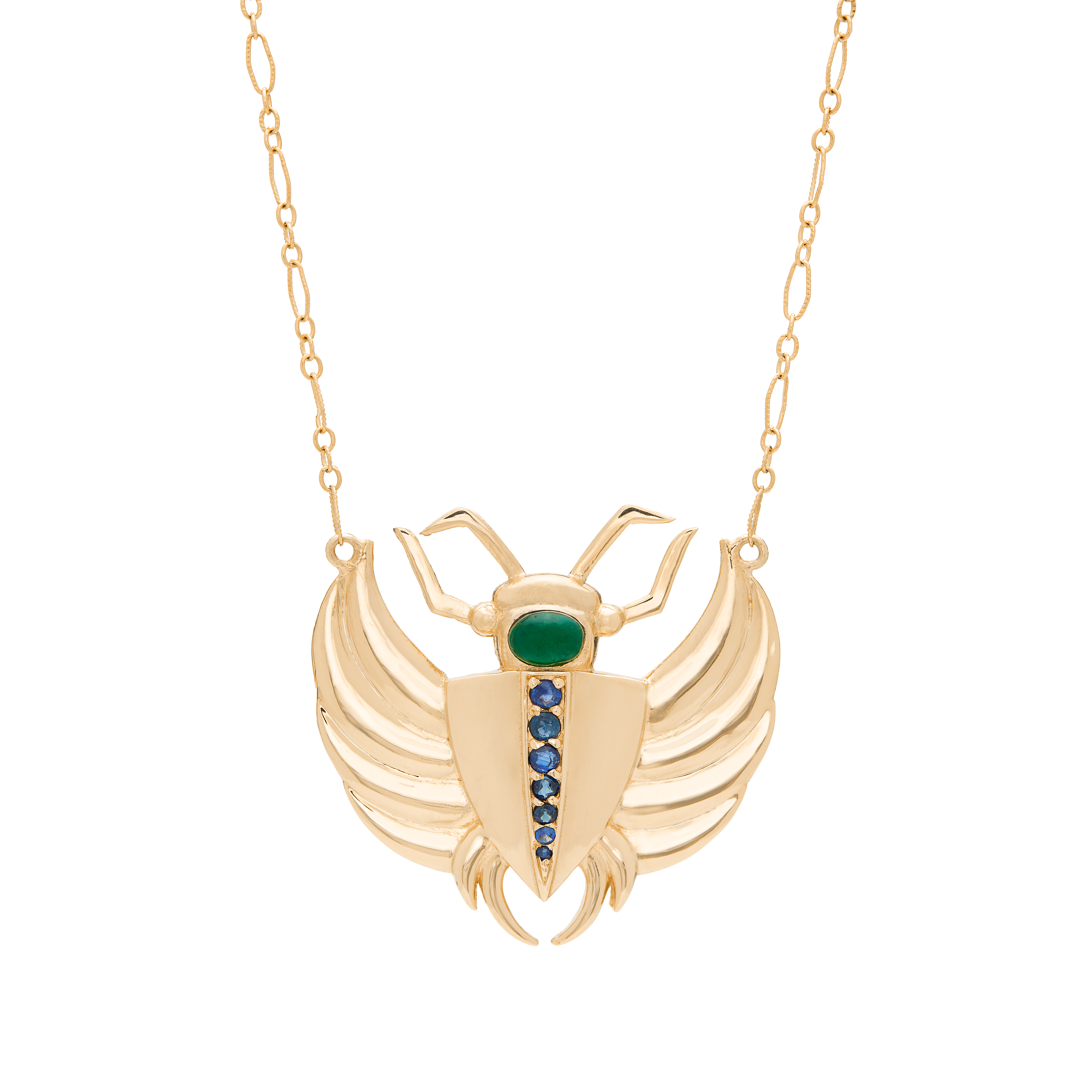 Isis Emerald & Sapphire Scarab Necklace