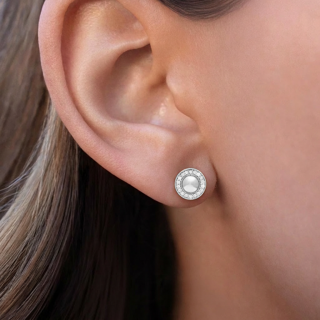 Selene Diamond Stud Earring Silver