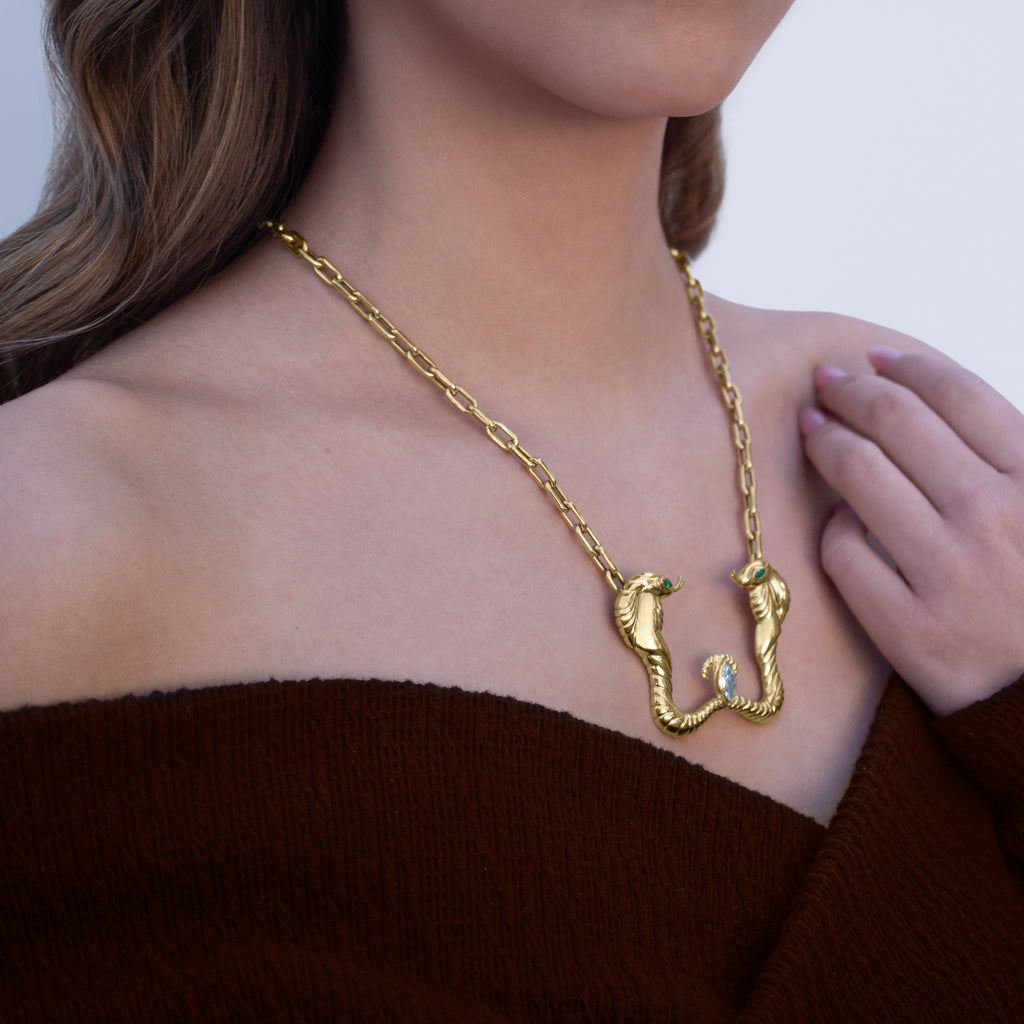 Nefertiti Double Cobra Necklace