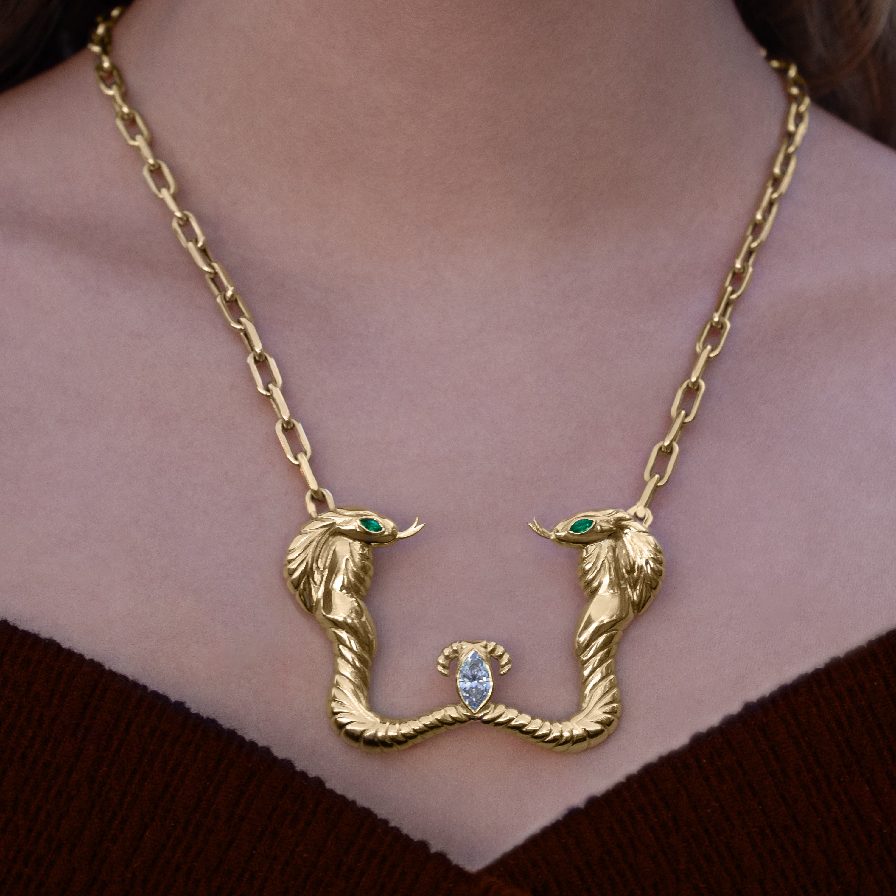 Nefertiti Double Cobra Necklace