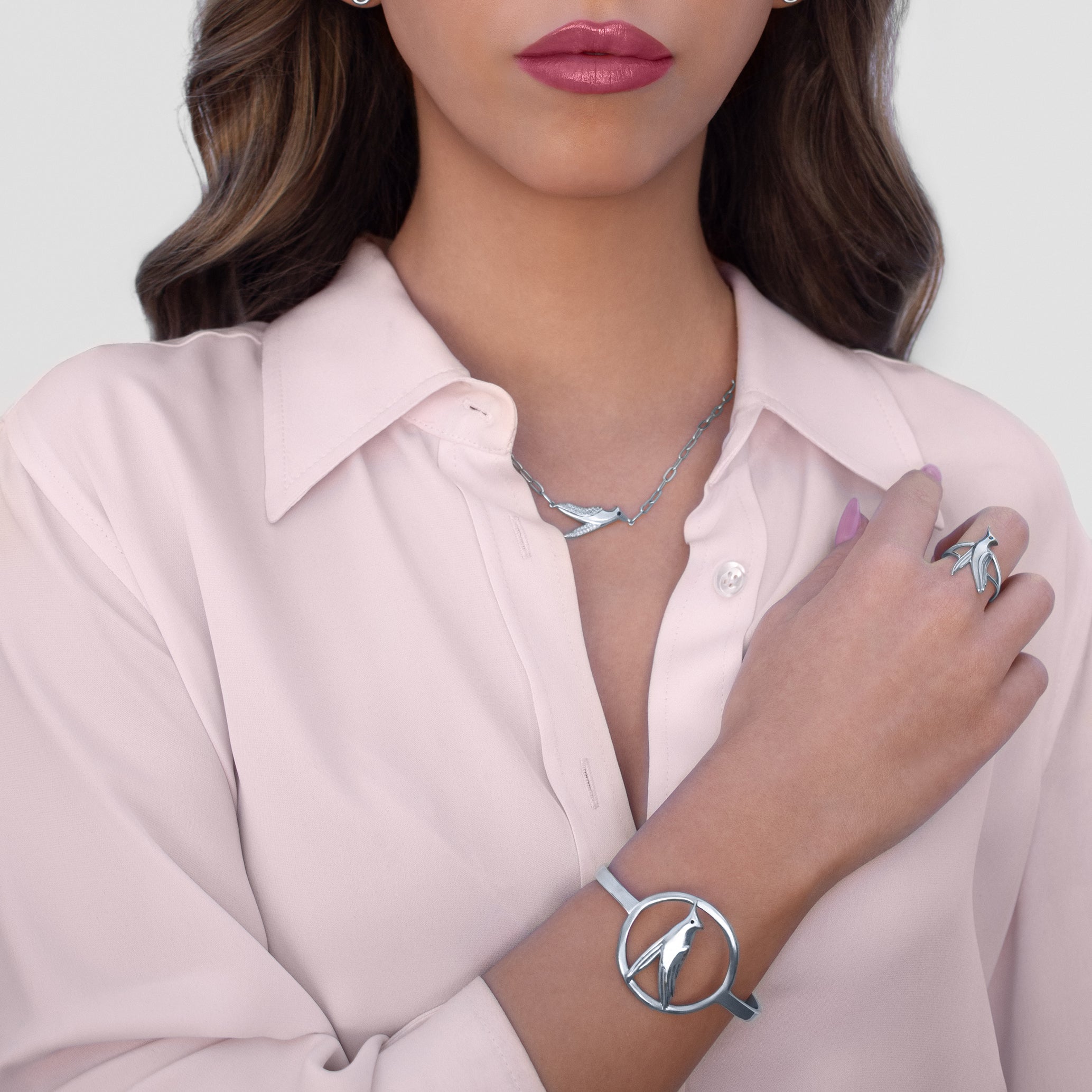 Eos Diamond Sparrow Necklace Silver