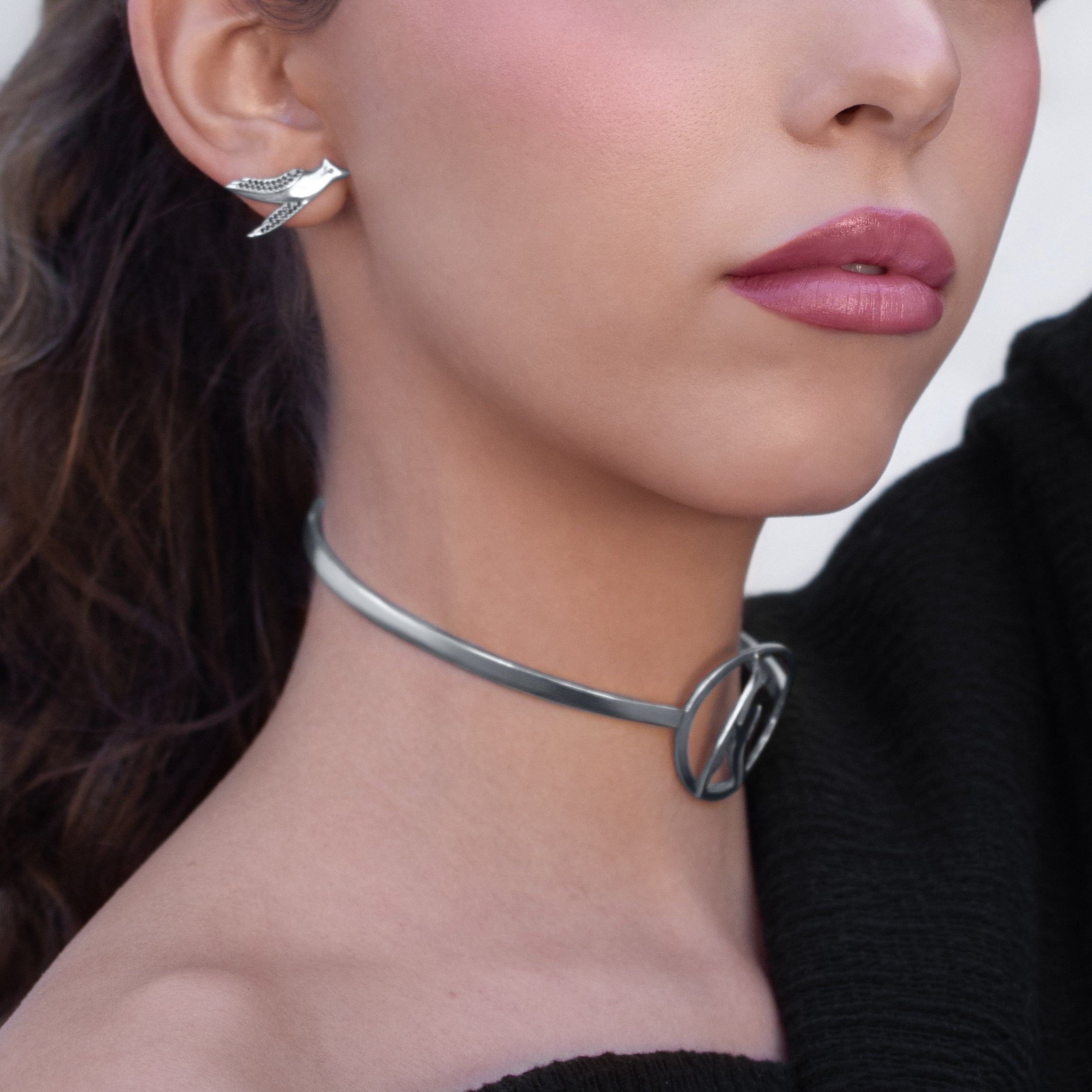 Eos Diamond Sparrow Choker Necklace Silver