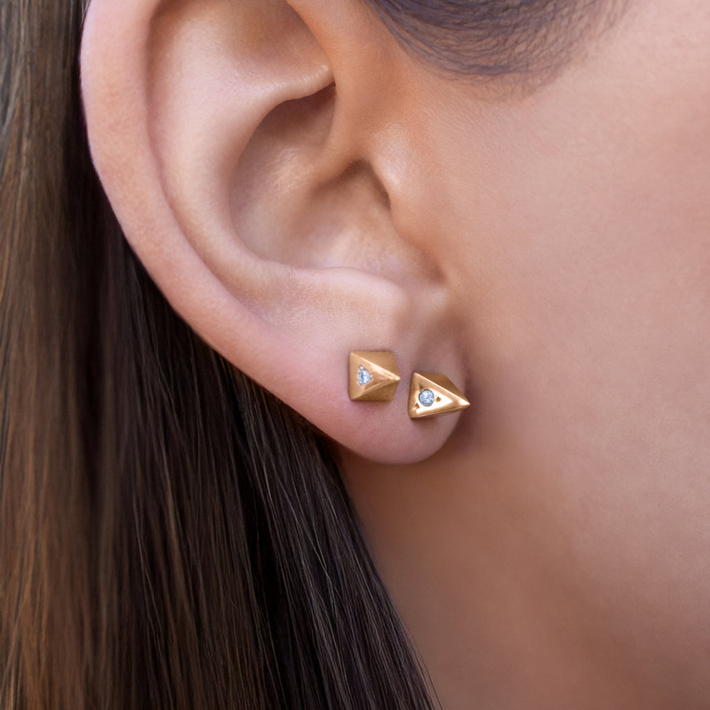 Pyramid Diamond Earring